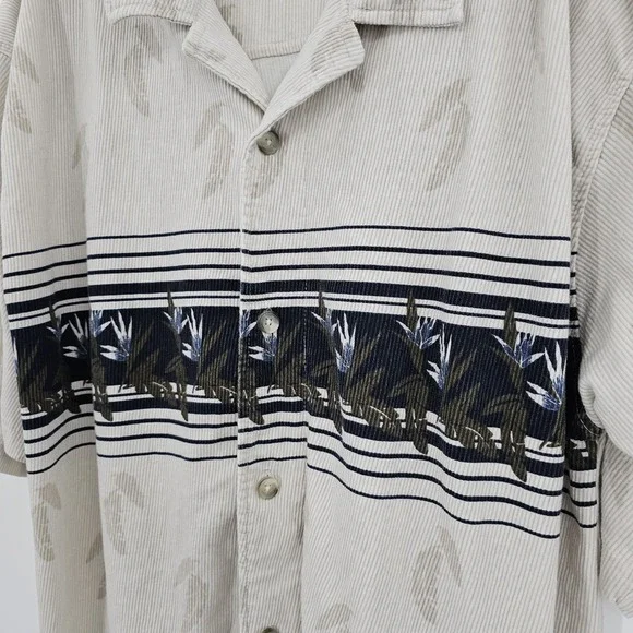 Vintage B.U.M. Equipment XL Corduroy Shirt Hawaiian Floral Short Sleeve Button‎ - Picture 4 of 9